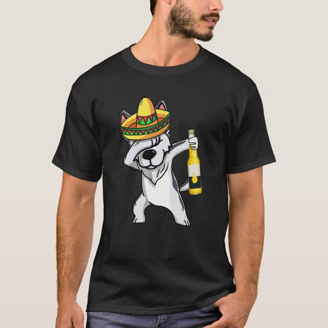 Camiseta Marihuana de Dabbing Husky Cinco De Mayo Poncho So (Anverso)