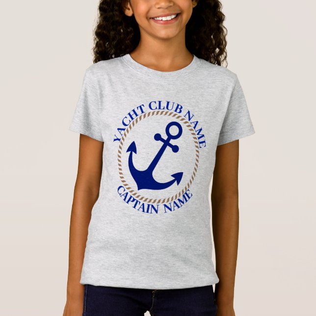 Camiseta Marina azul Nautical Anchor club náutico marina (Anverso)