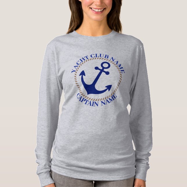 Camiseta Marina azul Nautical Anchor club náutico marina (Anverso)