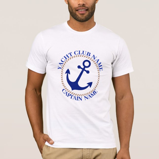 Camiseta Marina azul Nautical Anchor club náutico marina (Anverso)