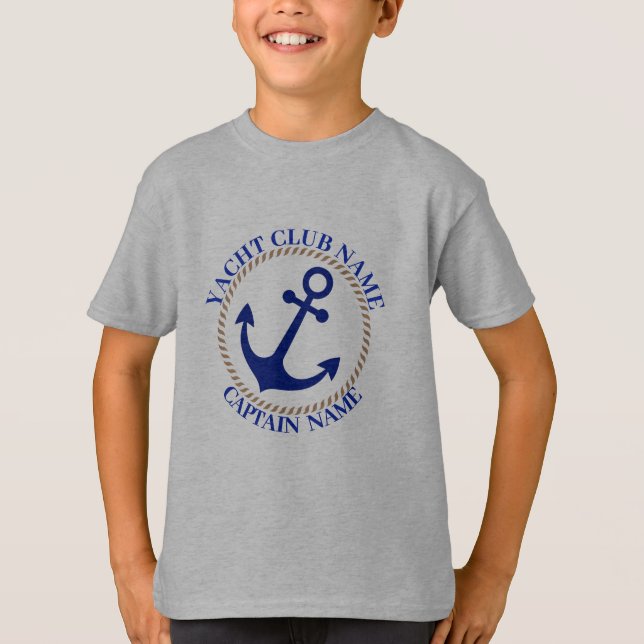 Camiseta Marina azul Nautical Anchor club náutico marina (Anverso)