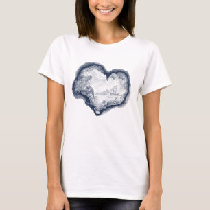 Camiseta marina del tema de las mujeres, blanca