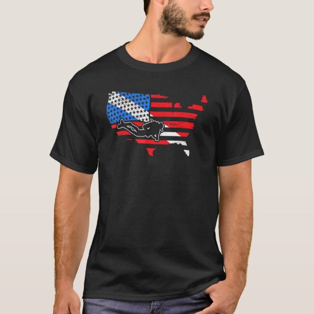 Camiseta Marina Freediante Norteamericana de Buceo Acuático (Anverso)