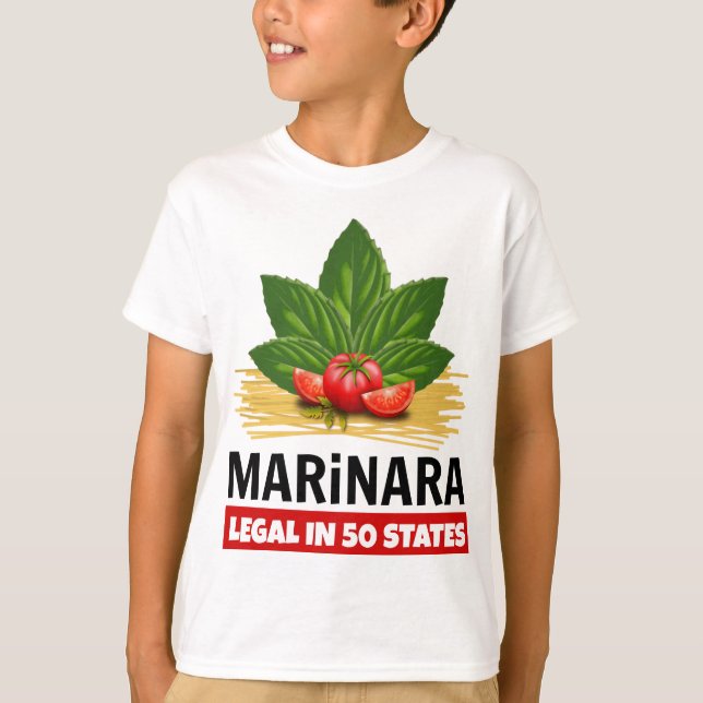 Camiseta Marinara Legal en 50 estados Basil Tomate Spaghett (Anverso)