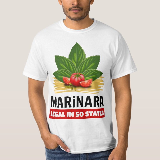 Camiseta Marinara Legal en 50 estados Basil Tomate Spaghett (Anverso)