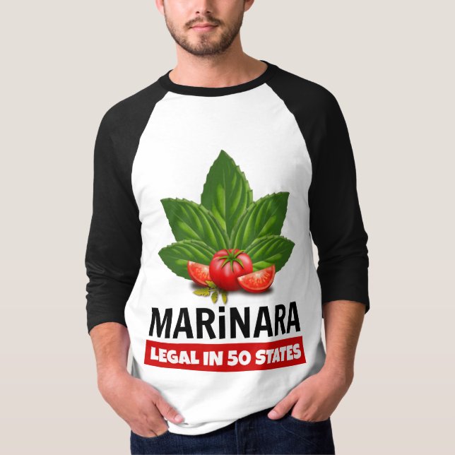 Camiseta Marinara Legal en 50 estados Basil y Tomates (Anverso)