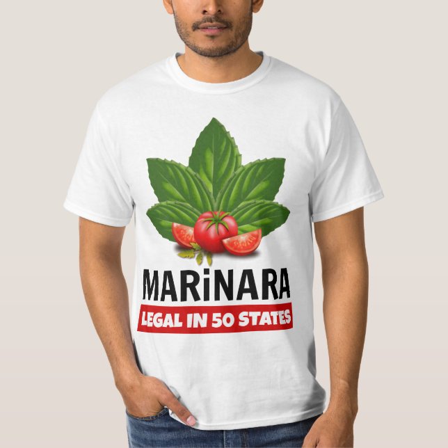 Camiseta Marinara Legal en 50 estados Basil y Tomates (Anverso)