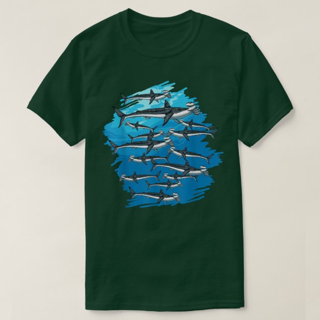 Camiseta Marine Life Animal Underwater Swarm Hammerhead Sha (Diseño del anverso)