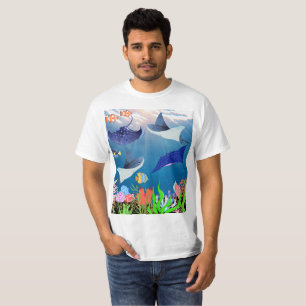 Camiseta Marine Marvel Blue Ocean Mantas Stingrays Tropical