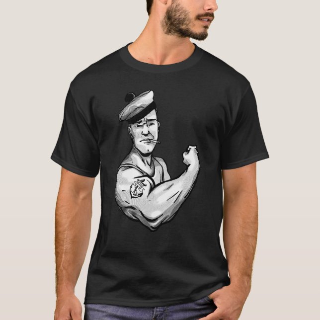 CAMISETA MARINERO CON EL TATUAJE DEL ANCLA (Anverso)