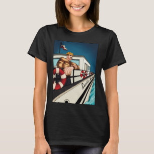 Camiseta Marinero Retro en Puesta de Sol: Arte Cómico Náuti