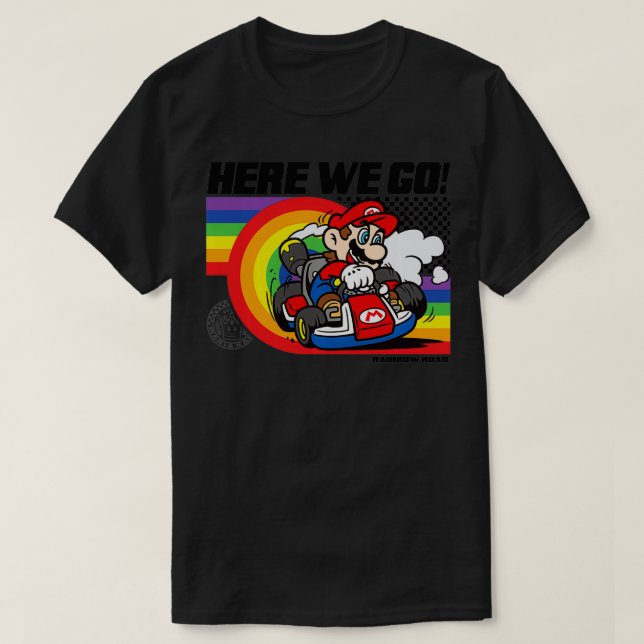 Camiseta Mario Kart Orgullo Camino Arcoiris Allá Vamos (Diseño del anverso)