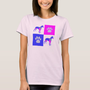 Camiseta Marioneta / Perro de Greyhound italiano y azul ros
