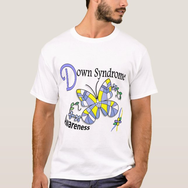 Camiseta Mariposa 2 Síndrome de Down del vitral (Anverso)