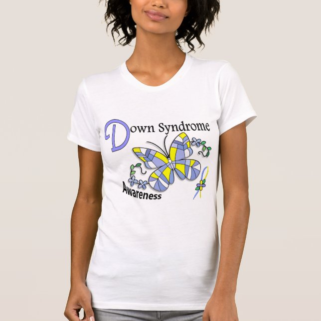 Camiseta Mariposa 2 Síndrome de Down del vitral (Anverso)