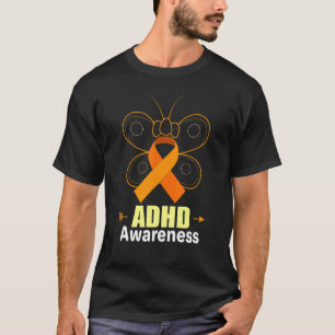 Camiseta Mariposa Adhd Naranja Ribbon Añadir Conciencia Adh