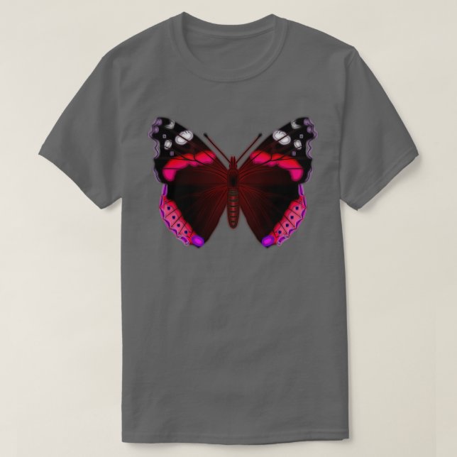 Camiseta Mariposa almirante de color rojo (Diseño del anverso)