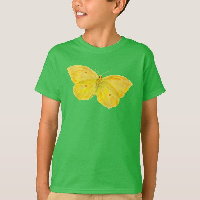 Camiseta Mariposa amarilla Frecuente Brillo volando (Anverso)