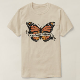 Camiseta Mariposa Antisocial y Calcomanías – Introvertido M