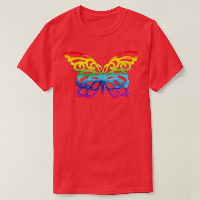 Camiseta mariposa arco iris (Diseño del anverso)