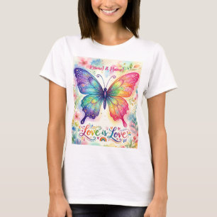 Camiseta Mariposa Arcoíris Acuarela "El Amor es Amor"