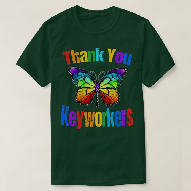 Camiseta Mariposa arcoiris Gracias Compañeros Clave (Diseño del anverso)