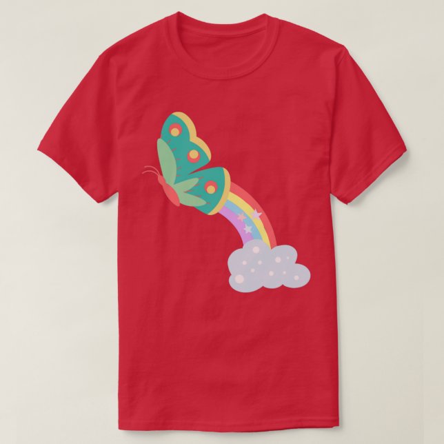 Camiseta Mariposa arcoiris mágica (Diseño del anverso)