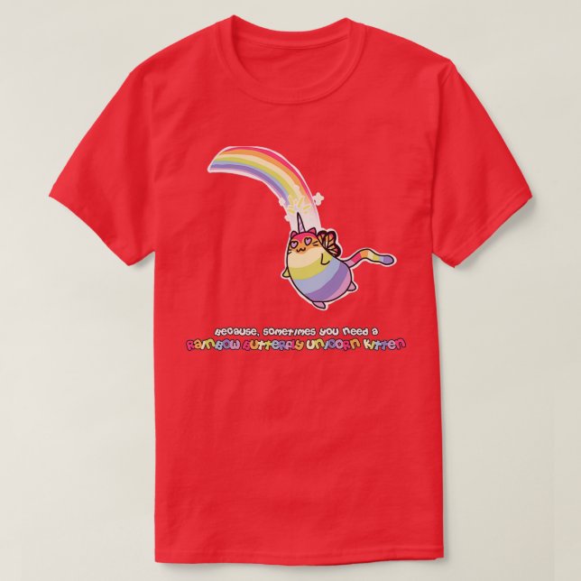 Camiseta Mariposa arcoiris Unicorn Kitten (Diseño del anverso)