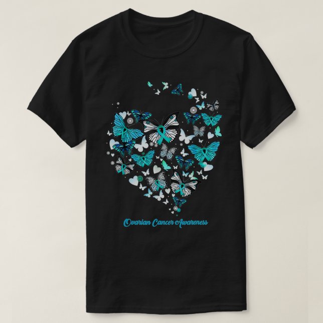 Camiseta Mariposa Azul Corazón Azul Conciencia sobre el cán (Diseño del anverso)