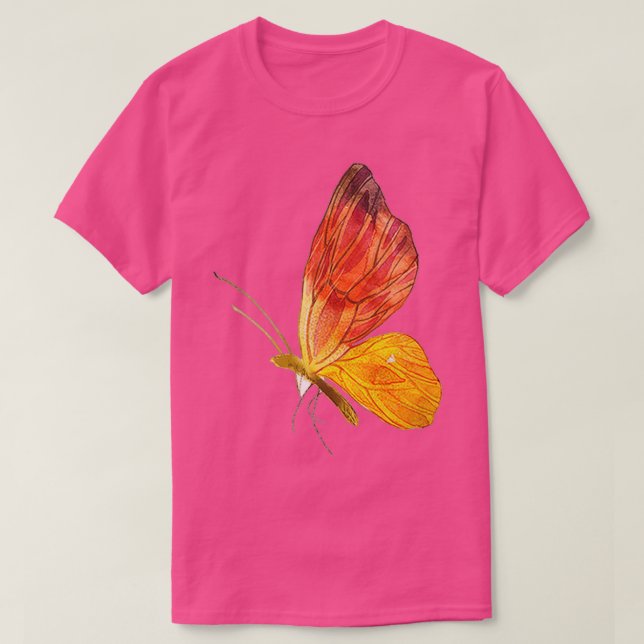 Camiseta Mariposa azul de color agua y naranja (Diseño del anverso)