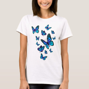 Camiseta Mariposa Azul Jardín de Bellas Mariposas