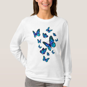 Camiseta Mariposa Azul Jardín de Bellas Mariposas