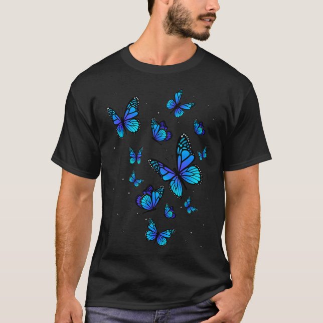 Camiseta Mariposa Azul Jardín de Bellas Mariposas (Anverso)