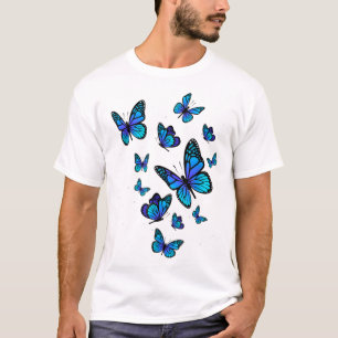 Camiseta Mariposa Azul Jardín de Bellas Mariposas