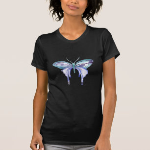 Camiseta mariposa azul morado acuarela aqua