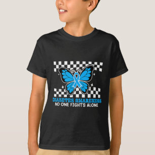 Camiseta Mariposa Azul Para Concienciación Sobre La Diabete