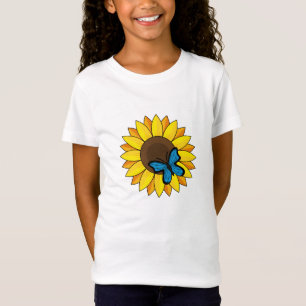 Camiseta Mariposa azul y girasol