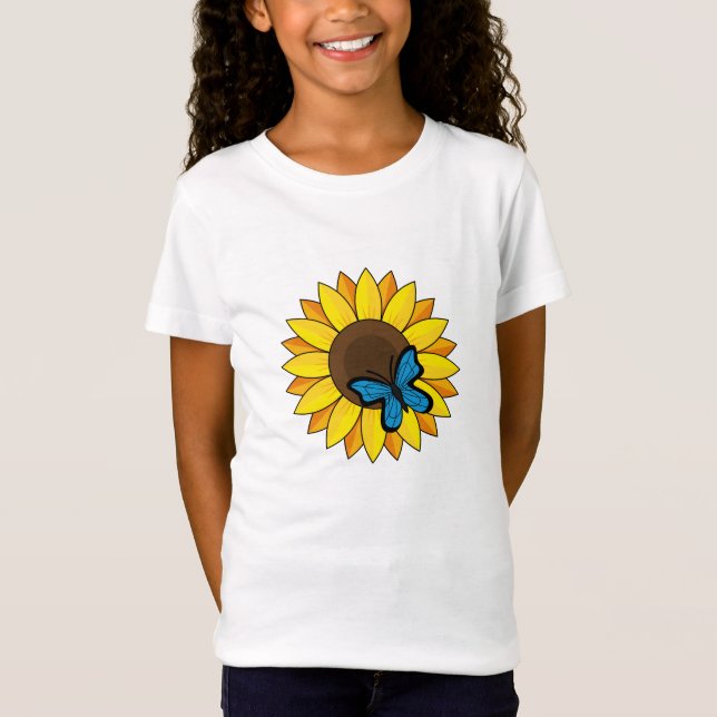 Camiseta Mariposa azul y girasol (Anverso)