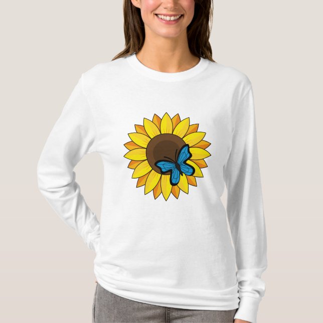 Camiseta Mariposa azul y girasol (Anverso)