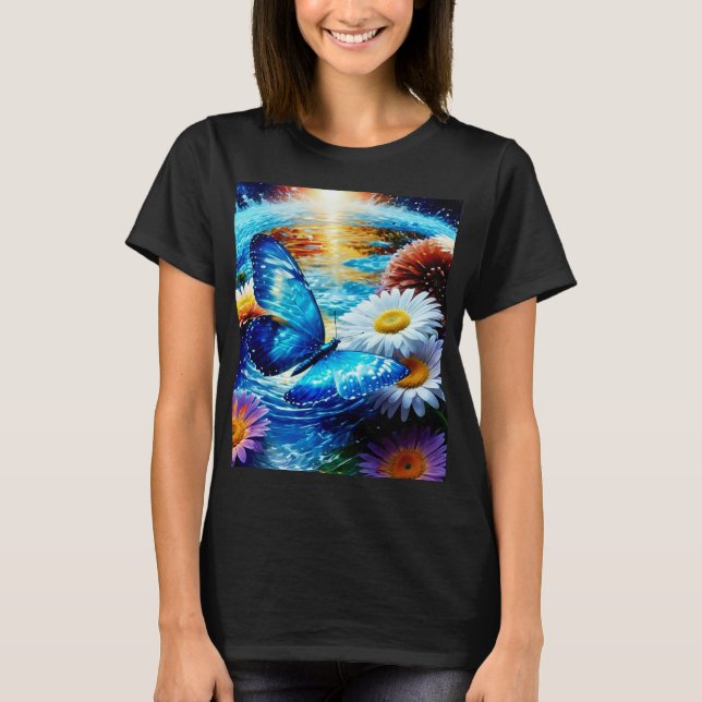Camiseta Mariposa azul y mareas (Anverso)
