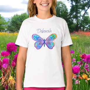 Camiseta Mariposa azul y púrpura personalizada