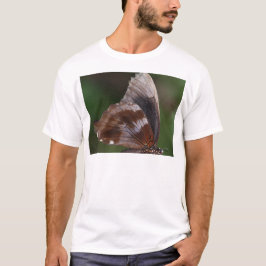 Camiseta Mariposa blanca y marrón en flor roja