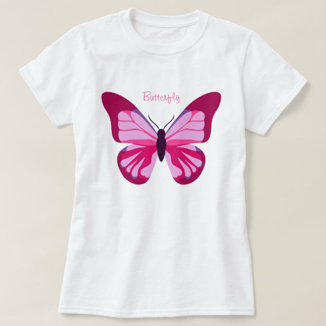 Camiseta Mariposa Bonito Pink Purple (Diseño del anverso)