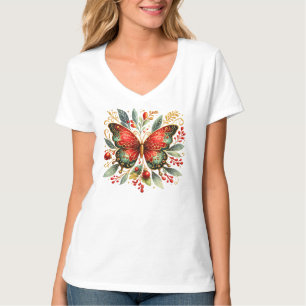 Camiseta Mariposa Botánica Elegante Naturaleza Floral de