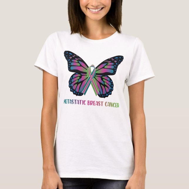 Camiseta Mariposa Cáncer de Mama Metastásico (Anverso)