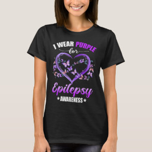Camiseta Mariposa Cardíaca Que Uso Púrpura Para Epilepsia