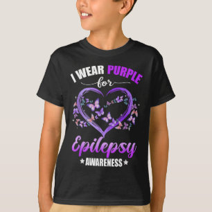 Camiseta Mariposa Cardíaca Que Uso Púrpura Para Epilepsia A