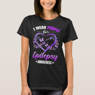 Camiseta Mariposa Cardíaca Que Uso Púrpura Para Epilepsia A