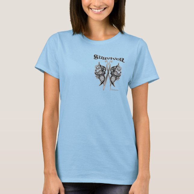 Camiseta Mariposa Celta Sobreviviente - Melanoma (Anverso)