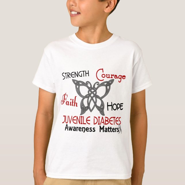 Camiseta Mariposa céltica 3 de la diabetes juvenil (Anverso)